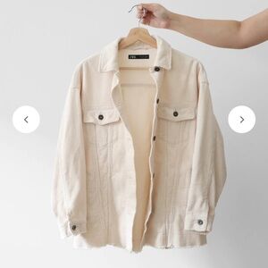 Zara Beige Corduroy Shirt Jacket